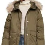 Tommy Hilfiger Damen Puffer-Parka mit Pelzkapuze und Knopfleiste