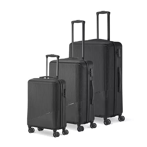 travelite 4-Rad Koffer Set 3 teilig Größen L/M/S, Gepäck Serie BALI: ABS Hartschalen Trolleys mit TSA Kombinationsschloss