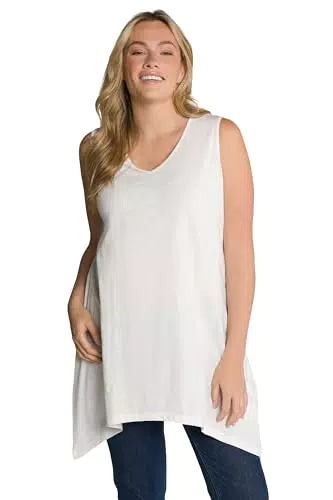 Ulla Popken Longtop für Damen in A-Linie aus Biobaumwolle mit V-Ausschnitt