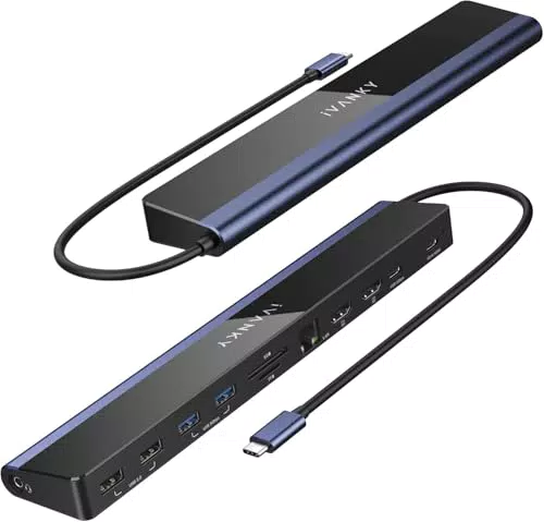 iVANKY USB C Docking Station 12-in-1 mit Dual Monitor 4K@60Hz und HDMI Ports