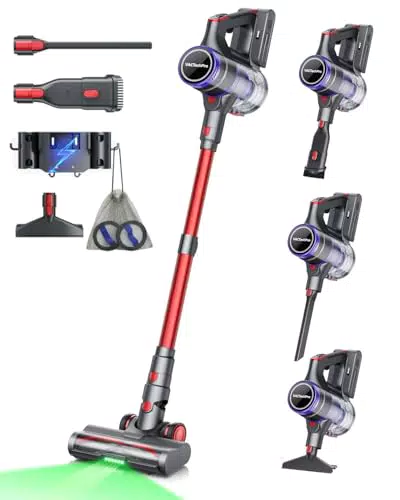 VACTechPro Akku Staubsauger 48000Pa, 550W, 70Min Laufzeit, Kabellos mit 8-Schicht-Filter