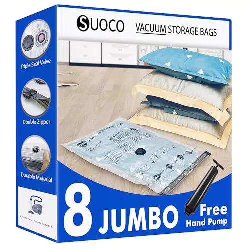 Vakuumbeutel für Kleidung Jumbo 100×70 cm mit luftdichtem Ventil und Handpumpe