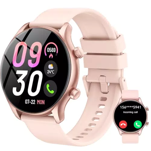 Vamout Smartwatch Damen mit Telefonfunktion, 1.39" HD Fitnessuhr, IP68 wasserdicht