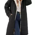 Vancavoo Damen Wintermantel Lang Warm Gefüttert Steppjacke mit Kapuze