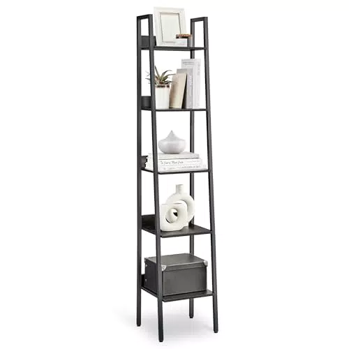 VASAGLE Bücherregal aus Holz, offenes Leiterregal für Wohnzimmer und Arbeitszimmer