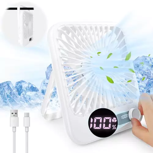 VFANDV USB Ventilator – Klappbarer Tischventilator mit LED Display und variabler Windgeschwindigkeit