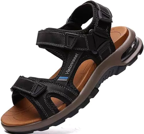 Visionreast Herren Outdoor Sandalen – Leichte Trekking Sandalen mit Klettverschluss