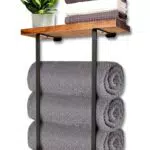 Vonia Handtuchhalter aus Holz - Elegantes Badezimmerregal für Handtücher