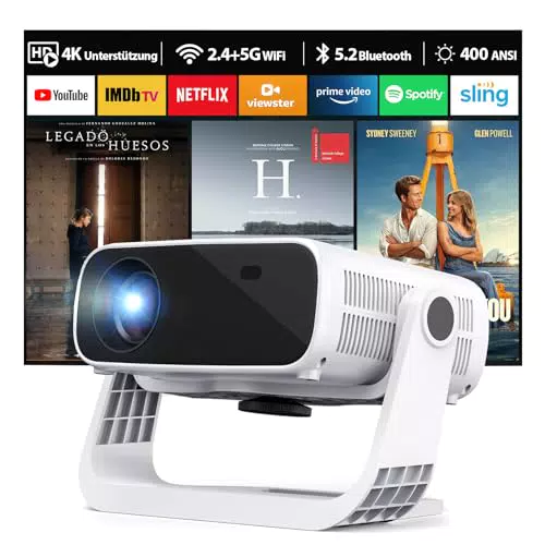 Wielio Smart Beamer 2025 - Android 11, 1080P, 4K, WiFi 6 & Bluetooth 5.2