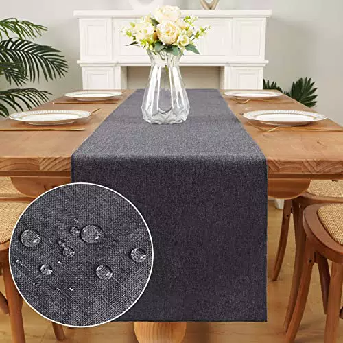 Yugarlibi Wasserdichter Tischläufer aus Leinen und Polyester für Küche und Esszimmer