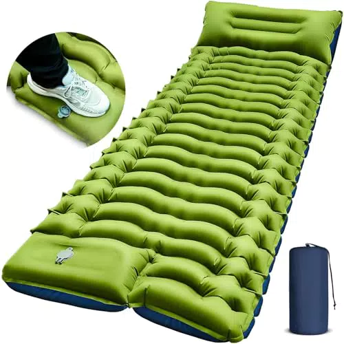 Yuzonc Selbstaufblasende Isomatte mit Fußpresspumpe und Kissen für Outdoor