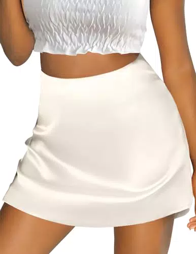 Zeagoo Eleganter Satin Minirock für Damen mit elastischem Bund und Reißverschluss