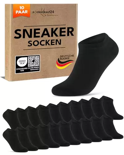 Sneaker Socken aus Baumwolle für Herren und Damen mit Komfortbund - Nahtlos (Modell 70102T)