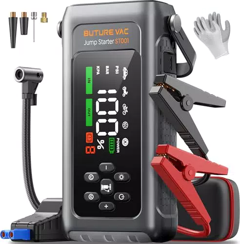 Starthilfe Powerbank 5000A mit Kompressor und Taschenlampe für Autos