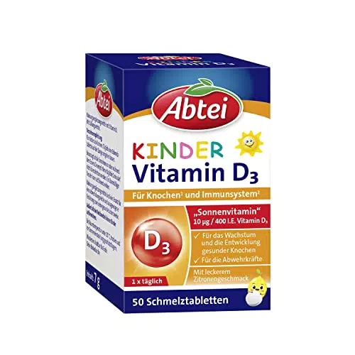 Abtei Kinder Vitamin D3 – Unterstützung für Knochen und Immunsystem – glutenfrei, laktosefrei