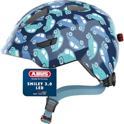 ABUS Kinderhelm Smiley 3.0 - Fahrradhelm mit Licht und tiefer Passform