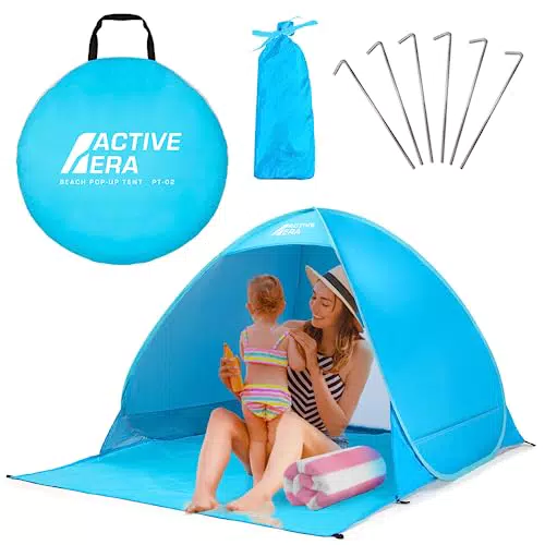 Active Era Pop Up Strandmuschel mit UV Schutz und UPF 50+ für 2-3 Personen