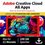 Adobe Creative Cloud All Apps – Student & Teacher – Digital Download für PC/Mac