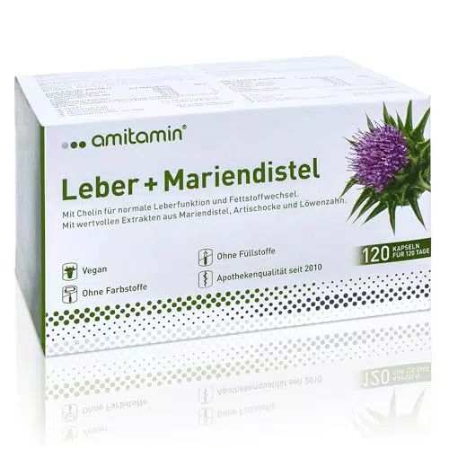 Amitamin Leber-Mariendistel Komplex Kapseln für den Stoffwechsel vegan
