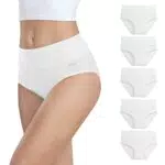 Anqier Unterhosen Damen, 5er Pack Stretch Baumwolle Hohe Taille Slips Damen Atmungsaktiv Panties Weich Frauen Unterwäsche