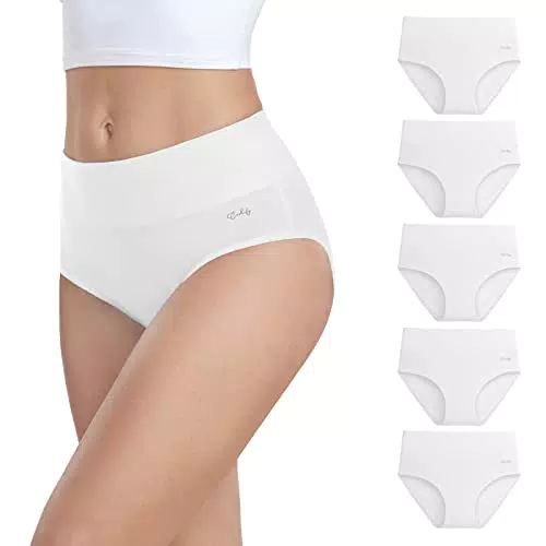 Anqier Unterhosen Damen, 5er Pack Stretch Baumwolle Hohe Taille Slips Damen Atmungsaktiv Panties Weich Frauen Unterwäsche