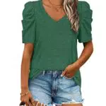 Aokosor Sweatshirt Damen Puffärmel Rundausschnitt Pullover ohne Kapuze Elegant Tunika Casual Oberteile Langarmshirt Leichter Sweater Basic Langarm Tops Frühling Herbst Winter Schwarz