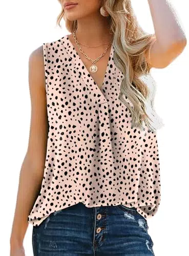 Aokosor Tank Top Damen Sommer Top Elegant Oberteile Tshirt Ärmellos Damen V Ausschnitt Lässig Locker Schwarz