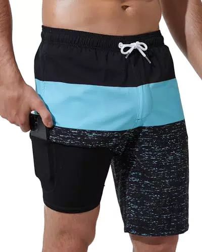 Arcweg Badehose Herren - 2 in 1 Badeshorts mit Kompression und Reißverschlusstasche