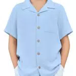 Arshiner Kurzarm Jungenhemd Basic Casual mit kubanischem Kragen