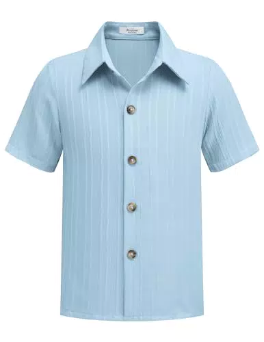 Arshiner Jungen Kurzarm Hemden Button-Down Freizeithemd Sommer Casual