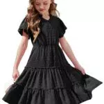 Arshiner Kurzarm Kleid für Mädchen - V-Ausschnitt Chiffonkleid für Sommerfestlichkeiten