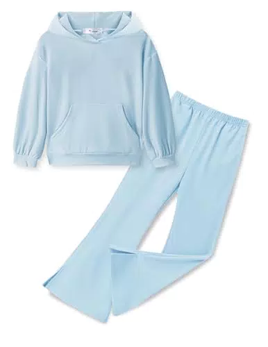 Arshiner Mädchen Freizeit Hoodie mit Schlaghose – Zweiteiliges Trainingsanzug Set