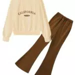 Arshiner Mädchen Freizeit Sweatshirt und Schlaghose Set Herbst Winter 5-6 Jahre