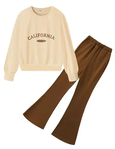 Arshiner Mädchen Freizeit Sweatshirt und Schlaghose Set Herbst Winter 5-6 Jahre