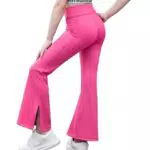 Arshiner Mädchen Schlag Leggings V-line Taille Kinder Komfort Flare Bootcut Weichheit Schlaghosen Geschlitzt Sport Glockenhose Freizeit Yoga Leggings für Mädchen 5-6 Jahre Schwarz