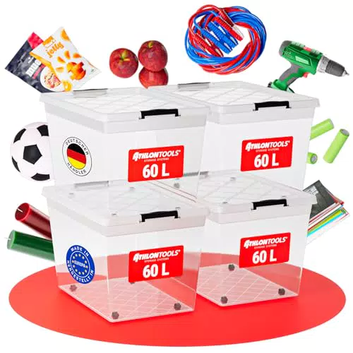 ATHLON TOOLS Aufbewahrungsboxen mit Deckel, lebensmittelecht, stapelbar