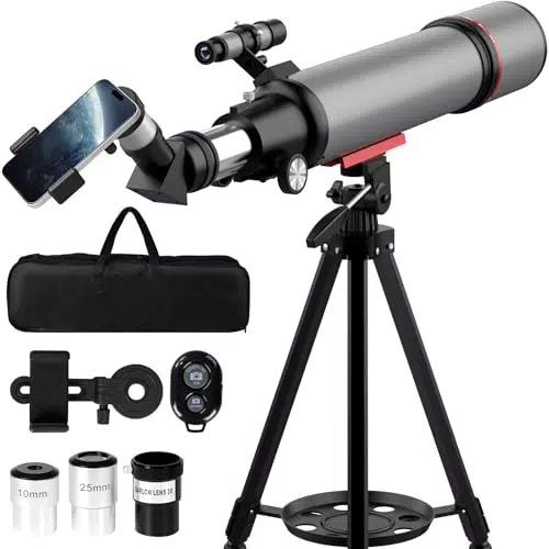 Aurosports Astronomisches Teleskop 90mm – Kompaktes Reiseteleskop für Anfänger