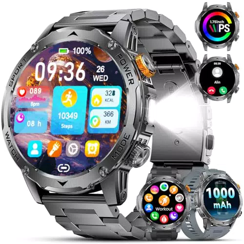 BENYAR Smartwatch Herren mit 1,75" HD Touchscreen und 110+ Sportmodi
