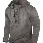 Beotyshow Herren Vintage Hoodie Langarmhemd Casual Taktisch mit Kapuze