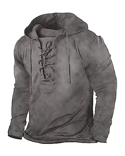Beotyshow Herren Vintage Hoodie Langarmhemd Casual Taktisch mit Kapuze