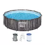 Bestway Steel Pro MAX Frame Pool Set mit Filterpumpe, Ø 366 cm, rund