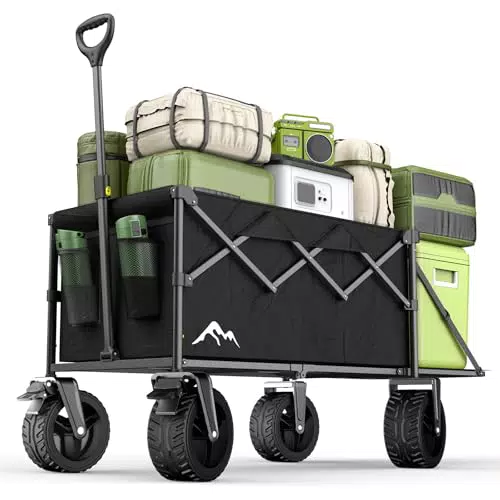 Bollerwagen Faltbar 300L mit Verstellbarer Heckklappe und All-Terrain-Räder