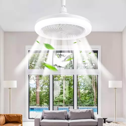 BomKra Deckenventilator mit LED-Beleuchtung und Fernbedienung, dimmbar und leise