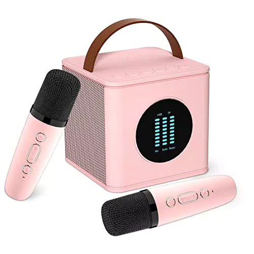BONAOK Kinder Karaoke Mikrofon – Tragbares Party Mikrofon mit LED Lautsprecher