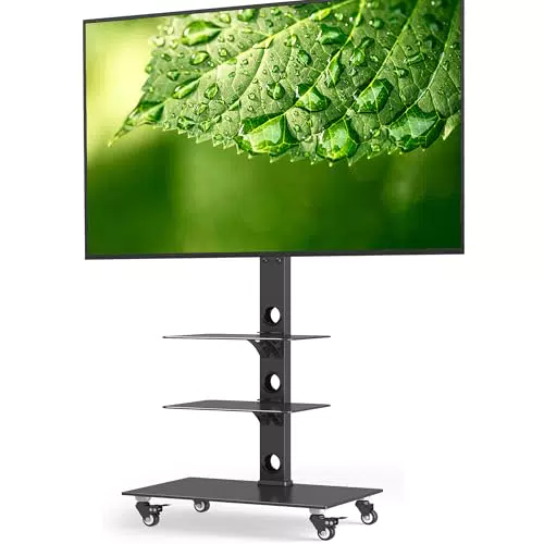 BONTEC TV-Ständer mit Rollen für 30-70 Zoll Bildschirme, höhenverstellbar, MAX VESA 600x400 mm
