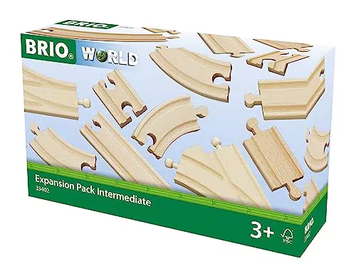 BRIO Mittleres Schienensortiment 33402 für Holzeisenbahn ab 3 Jahren
