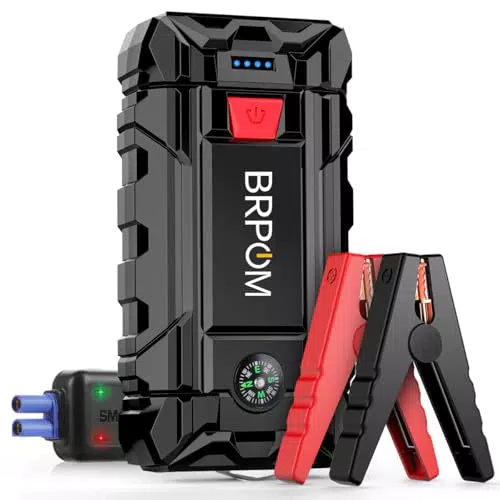 BRPOM Starthilfe Powerbank 4000A 12V mit LED-Taschenlampe für Autos und Motorräder