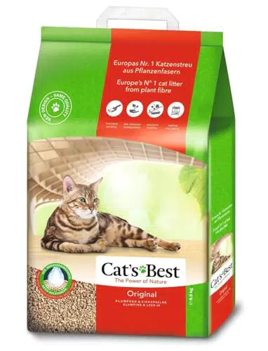 Cat's Best Original Katzenstreu, 100 % pflanzliche Katzen Klumpstreu mit maximaler Saugkraft bekämpft Gerüche natürlich aktiv