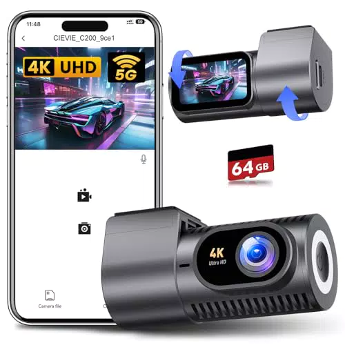 CIEVIE Dashcam C200 4K mit WDR, 24/7 Parküberwachung und 170° Weitwinkel