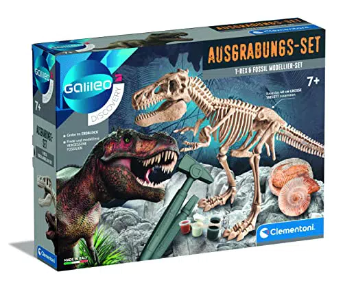Clementoni Galileo Discovery Ausgrabungs-Set T-Rex mit Hammer und Meißel